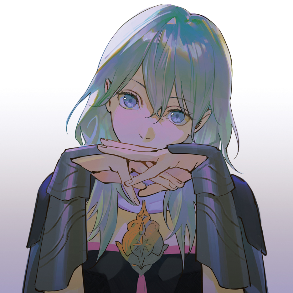 1girl, blue_eyes, bracer, female_byleth_(fire_emblem), fire_emblem, fire_emblem:_three_houses, grey_hair, hair_between_eyes