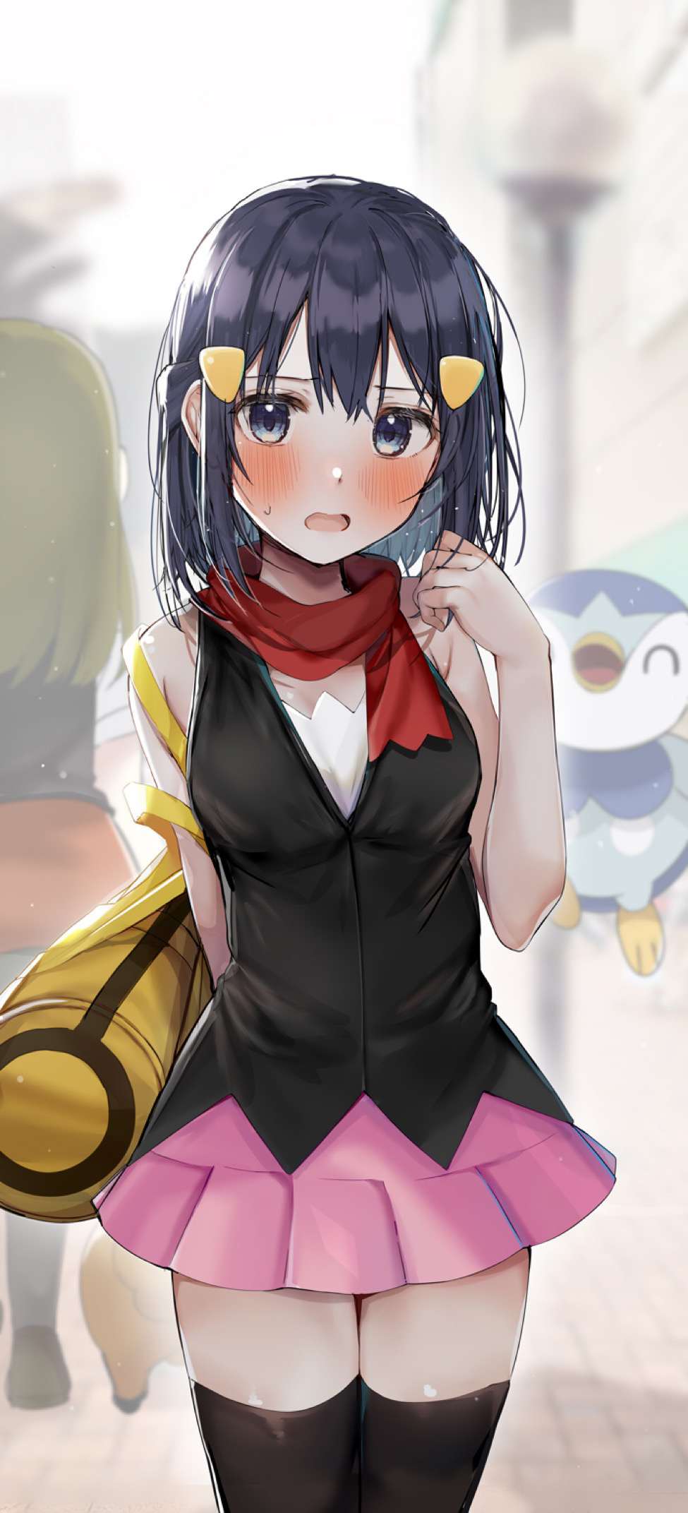 2girls, bidoof, blue_eyes, blue_hair, blush, commentary_request, dawn_(pokemon), gen_4_pokemon