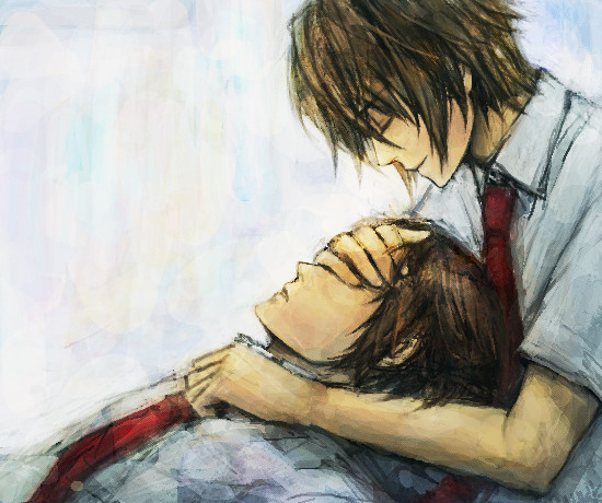 00s, 2boys, closed_eyes, hand_over_eyes, koizumi_itsuki, kyon, male_focus, multiple_boys, suzumiya_haruhi_no_yuuutsu, yaoi