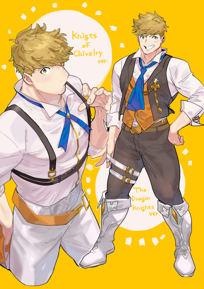 1boy, :o, bad_id, bad_twitter_id, bara, belt, black_jacket, black_pants