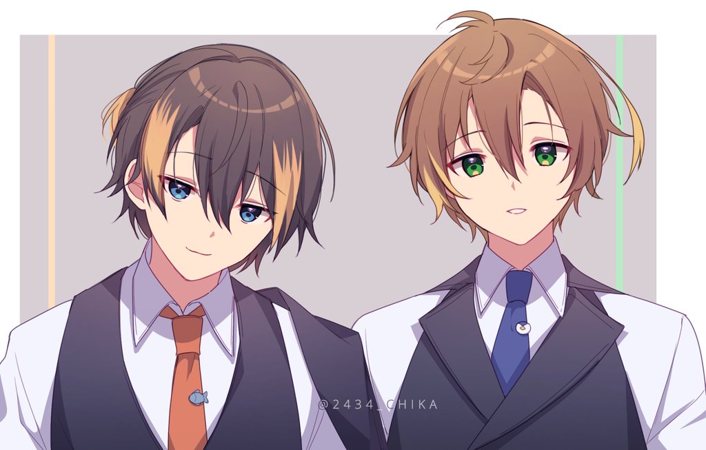 2boys, amicia_michella, bad_id, bad_twitter_id, bird, black_hair, black_jacket, blonde_hair