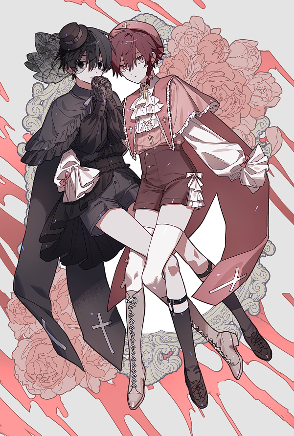 aki_maeno, black_hair, braid, cross, flower, fujo0t4ku, haru_tsugino, lolita_fashion