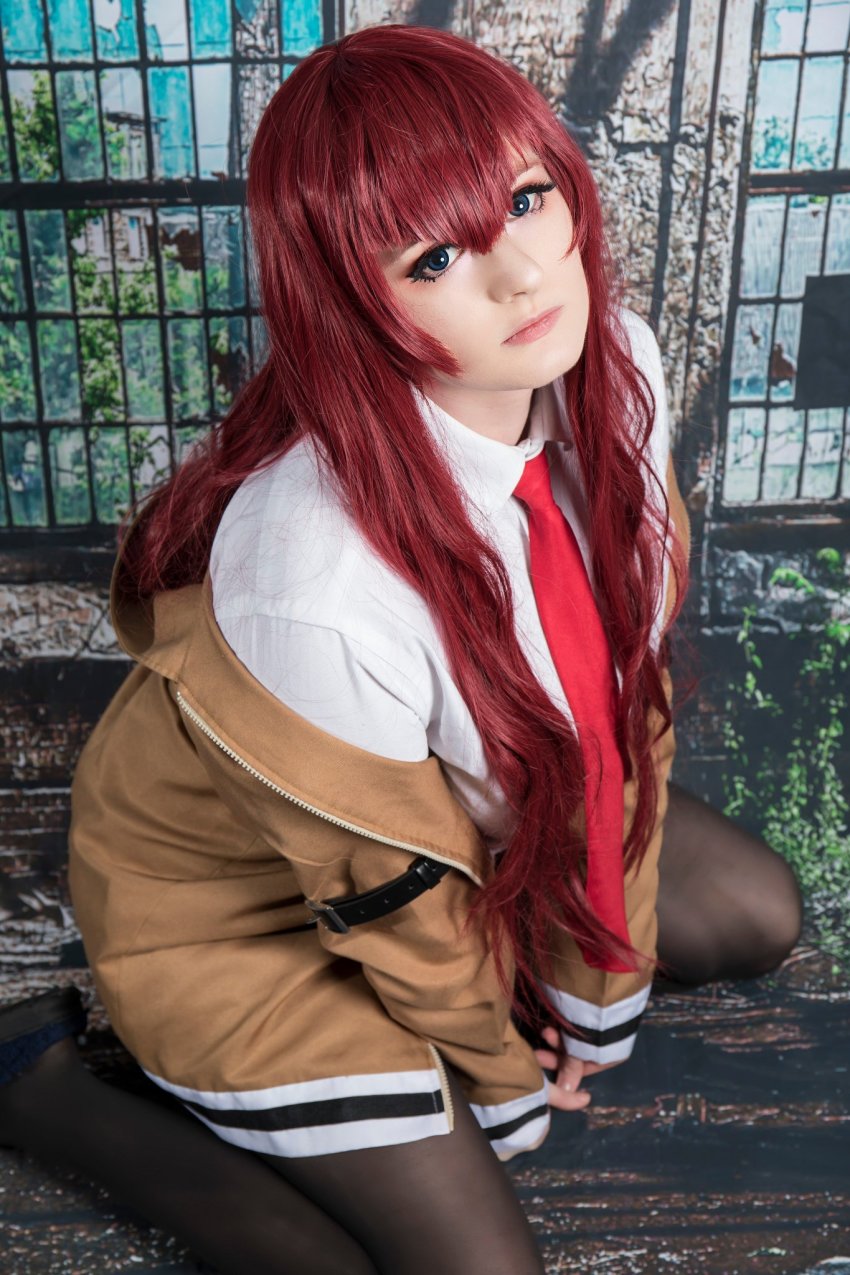 1girl, cosplay, female_focus, highres, koyomatsu, makise_kurisu, makise_kurisu_(cosplay), photo_(medium), red_hair, science_adventure, steins;gate