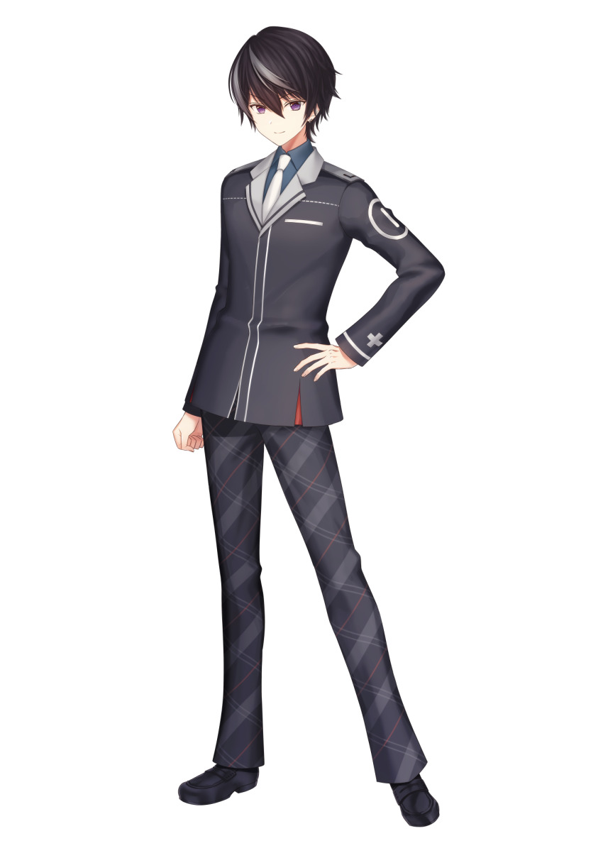 1boy, black_hair, blush, caopy123, doumyouji_haruto, game_club_project, grey_hair, hair_ornament