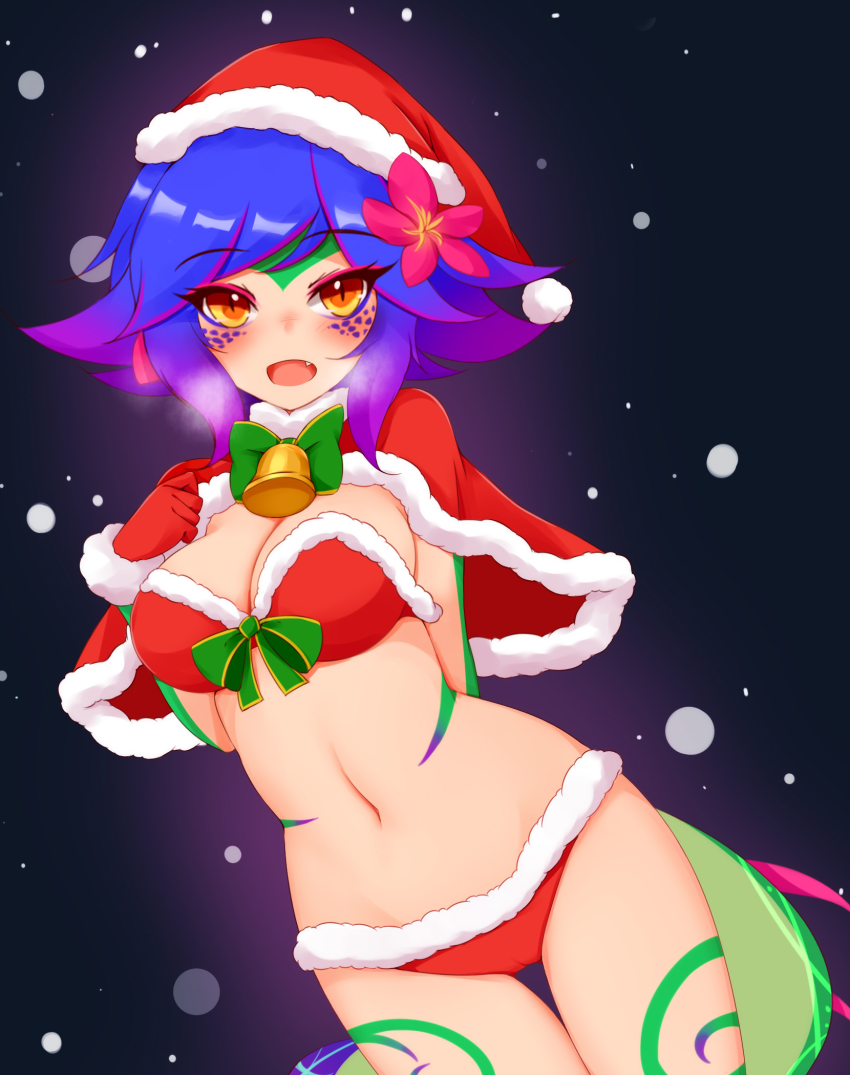 1girl, alternate_costume, ayatori_(aytr), bare_shoulders, bell, blue_hair, bow, bowtie