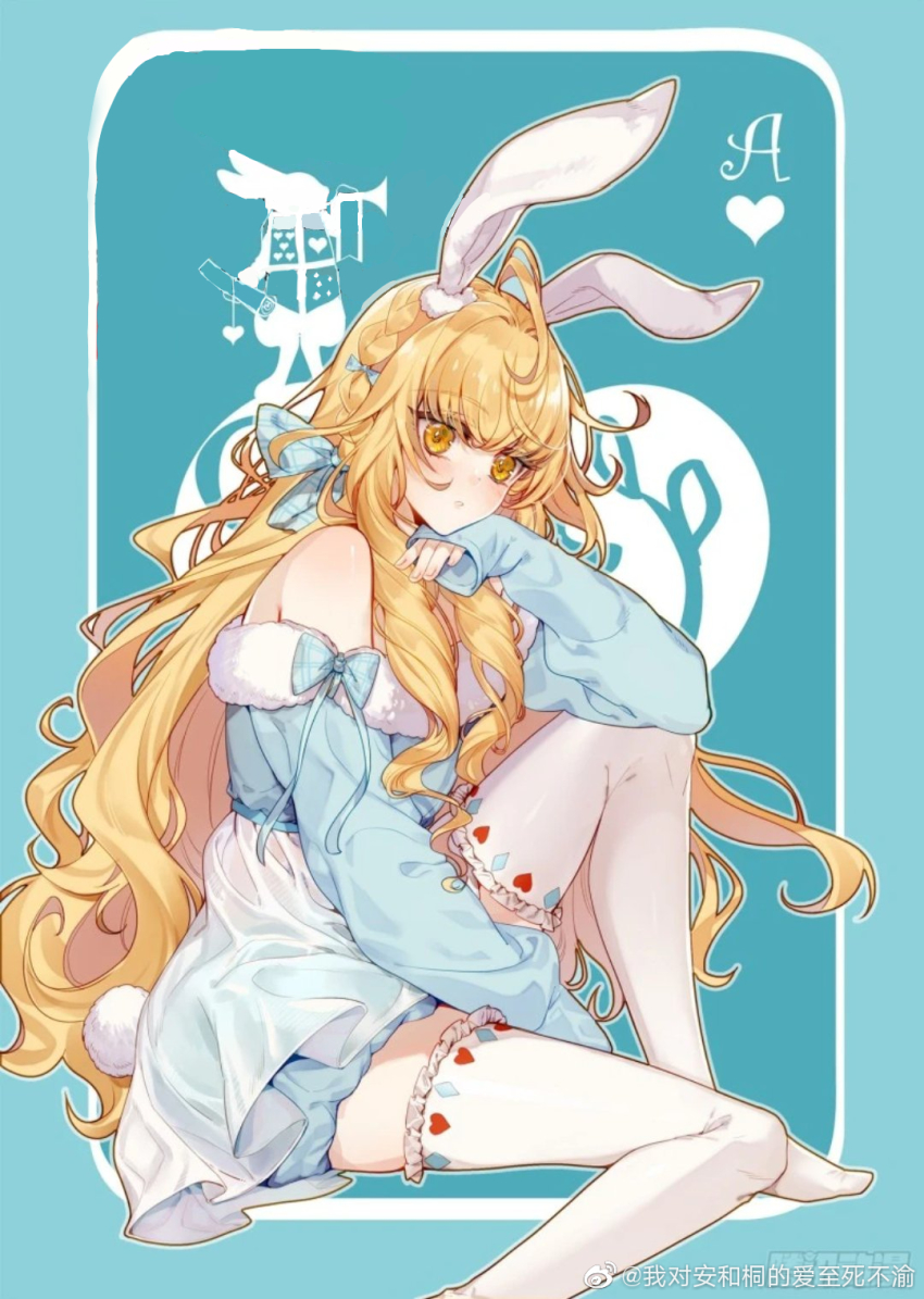 alice_(alice_in_wonderland), alice_(alice_in_wonderland)_(cosplay), animal_ears, blonde_hair, cosplay, cover, cover_page, douluo_dalu