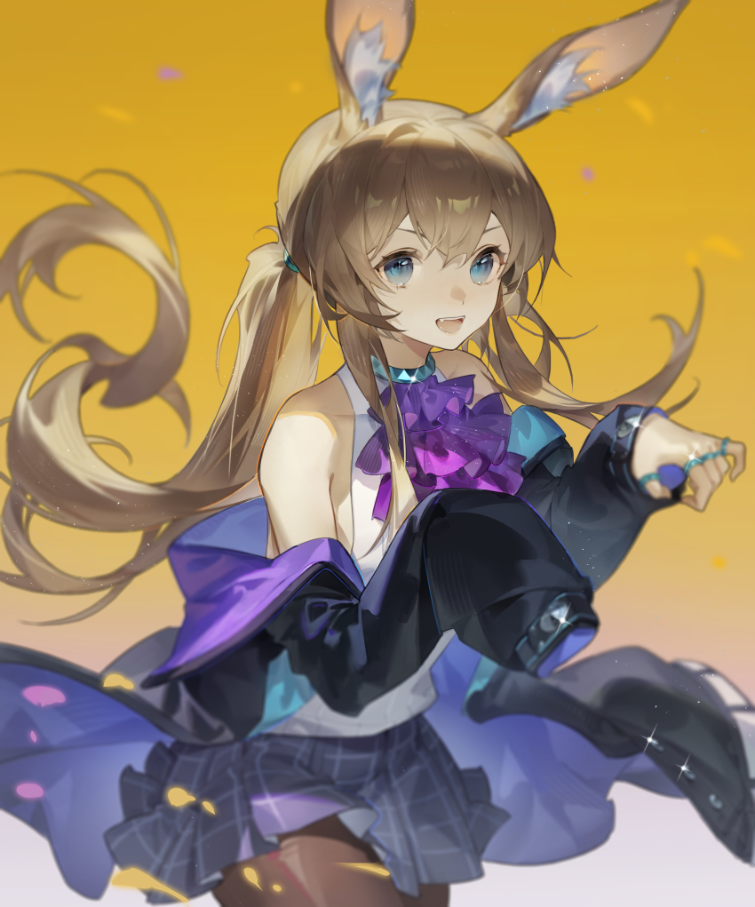 1girl, :d, absurdres, amiya_(arknights), arknights, ascot, bad_id, bad_pixiv_id