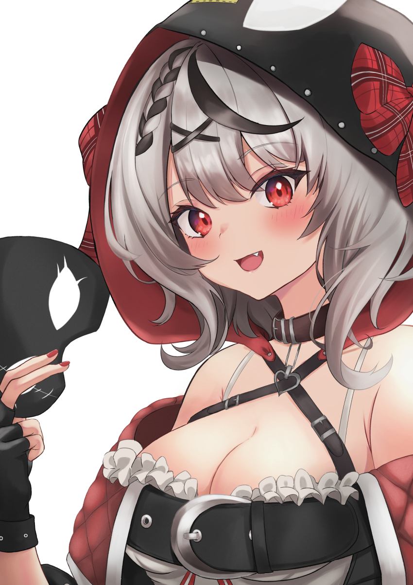 1girl, absurdres, animal_hood, belt, black_belt, black_collar, black_gloves, black_hair