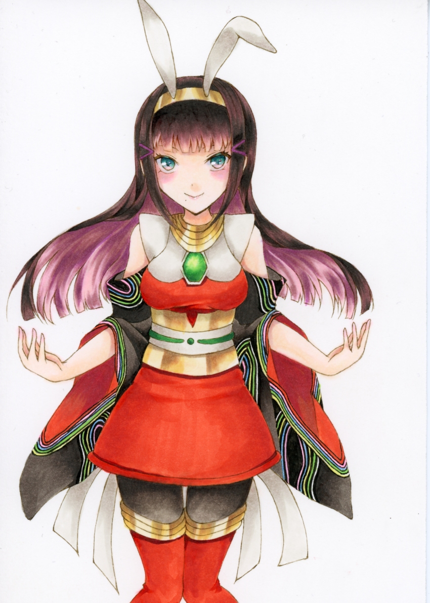 1girl, absurdres, animal_ears, artist_collaboration, artist_name, artist_request, bare_shoulders, black_hair