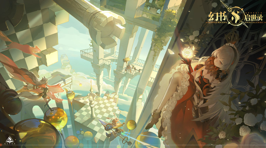 1boy, 3girls, alice_(masterwork_apocalypse), animal_ears, anita_(masterwork_apocalypse), black_footwear, black_gloves, black_hair