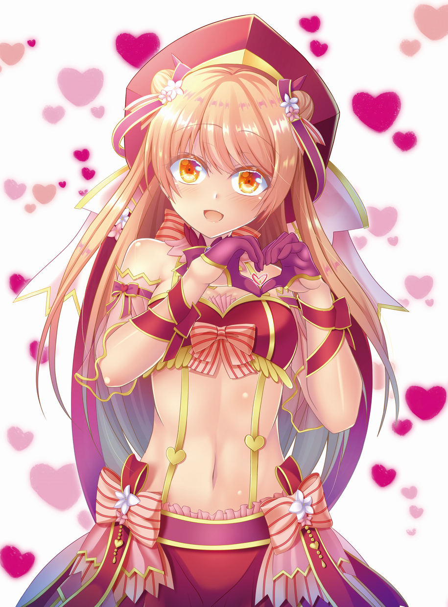 1girl, beret, blush, brown_eyes, brown_hair, commentary_request, dipladenia_(flower_knight_girl), flower_knight_girl