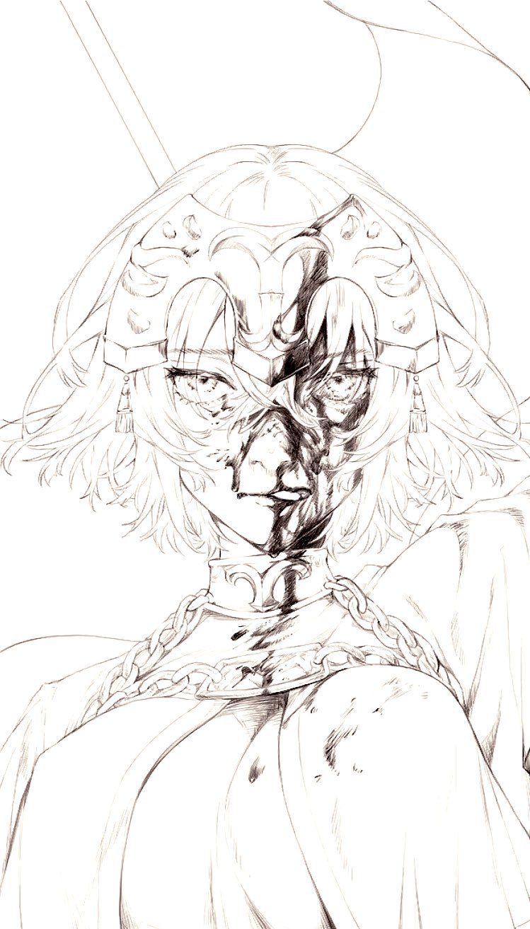 1girl, bakushi_(kaeritai0609), blood, blood_on_face, brown_theme, chain, closed_mouth, fate/grand_order