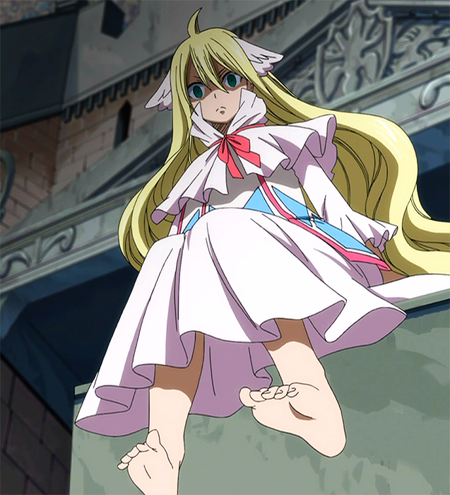 1girl, angry, anime_screenshot, arms_at_sides, barefoot, blue_eyes, building, closed_mouth, creepy, dress, eyelashes, fairy_tail, feet, female_focus, fingernails, flat_chest, from_below, full_body, hair_between_eyes, hair_ornament, legs, long_dress, long_hair, long_sleeves, looking_at_viewer, mavis_vermilion, multicolored_dress, neck, outdoors, shaded_face, shiny_clothes, shiny_skin, sidelocks, sitting, spread_toes, stitched, third-party_edit, toe_scrunch, toenails, toes, very_long_hair, wavy_hair, wide_dress, yandere_trance
