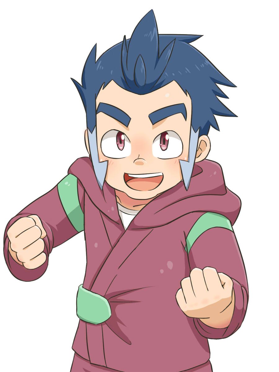 1boy, blue_hair, blush, clenched_hands, frown, highres, jacket, kirishima_takatora