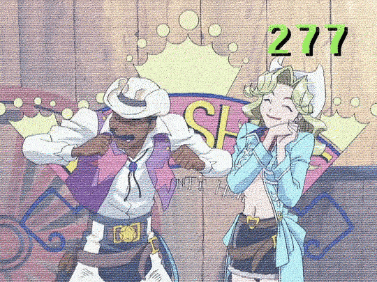 animated, animated_gif, belt, breasts, cowboy_bebop, cowboy_hat, dark-skinned_male, dark_skin