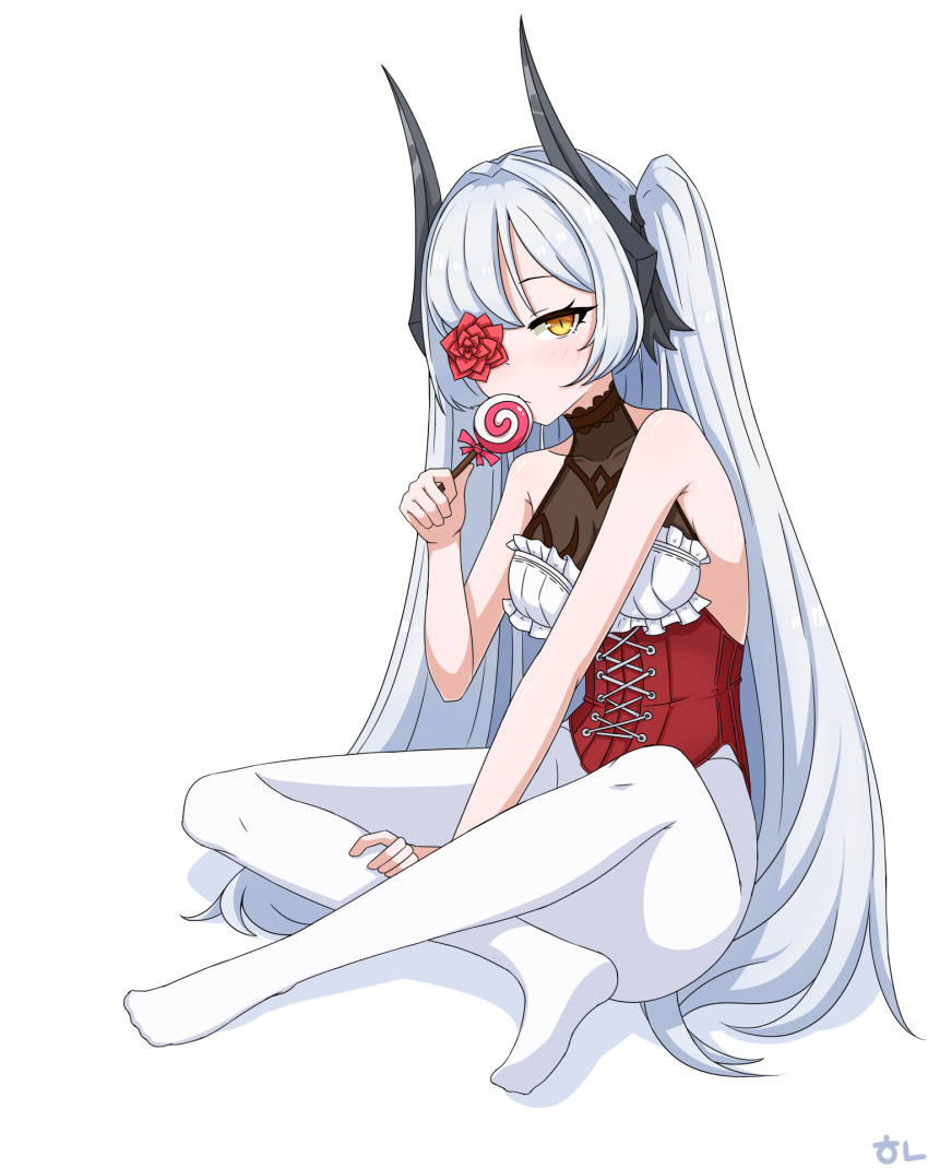 1girl, blush, candy, cyclops_princess_(last_origin), food, full_body, highres, last_origin