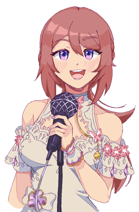 1girl, :d, aria_rin_(artist), bow, breasts, brown_hair, clothing_cutout, commentary