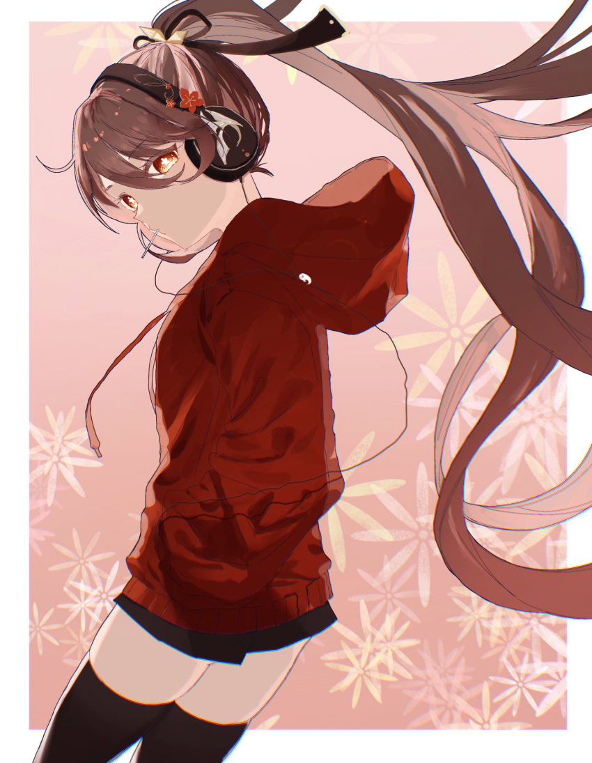 1girl, ahoge, alternate_costume, audio_jack, bad_id, bad_pixiv_id, black_ribbon, black_skirt