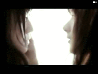 00s, 2girls, animated, animated_gif, east_asian, kiss, lowres, multiple_girls