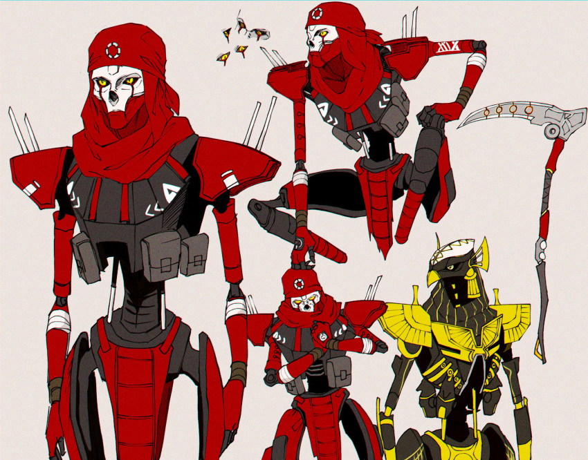 1boy, apex_legends, bandana, banobagi, black_scarf, classic_revenant, dead_man's_curve, grey_background