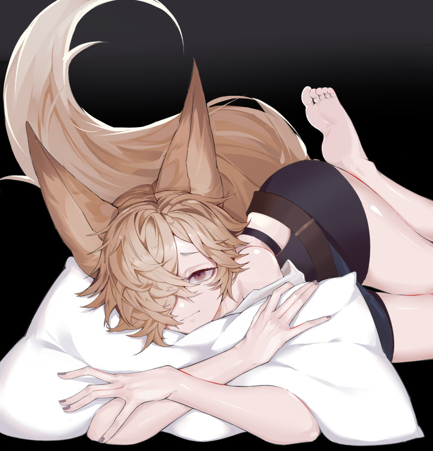 1boy, absurdres, animal_ears, axescr, blonde_hair, brown_eyes, fox_ears, fox_tail