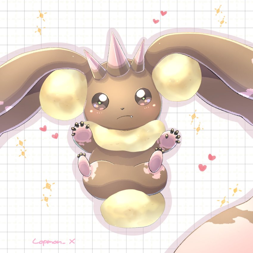 artist_request, blush, creature, digimon, digimon_(creature), fur, heart, highres