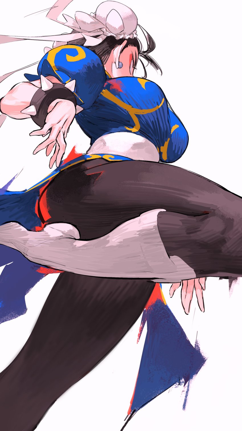 1girl, absurdres, ahoge, blue_dress, boots, bracelet, breasts, brown_eyes