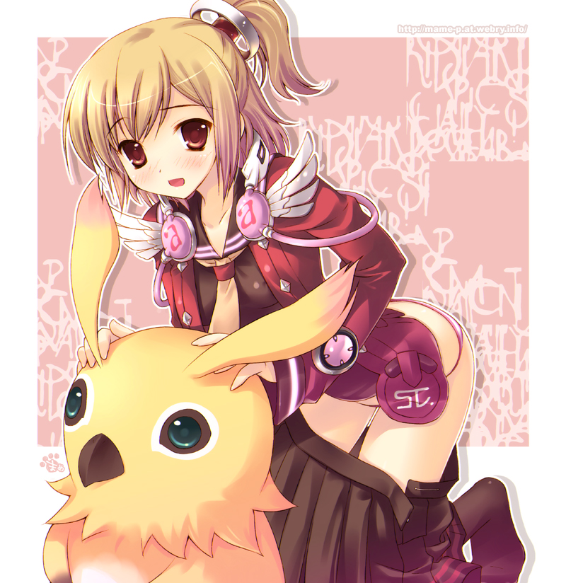1girl, alfa_system, animal, bad_id, bad_pixiv_id, bird, black_legwear, blonde_hair