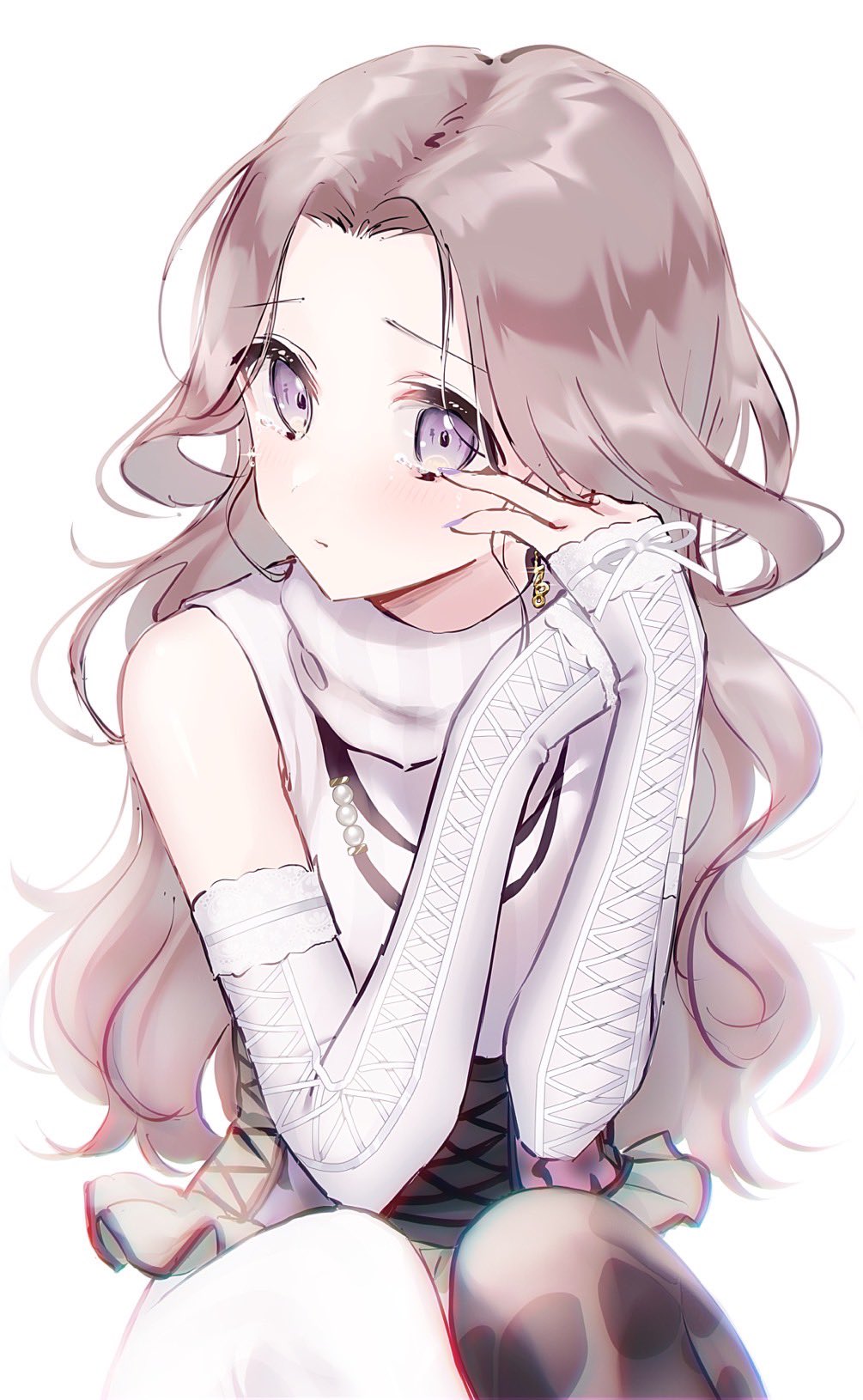 18-gou_(vtuber), 1girl, brown_hair, corset, elbow_gloves, fingerless_gloves, gloves, highres