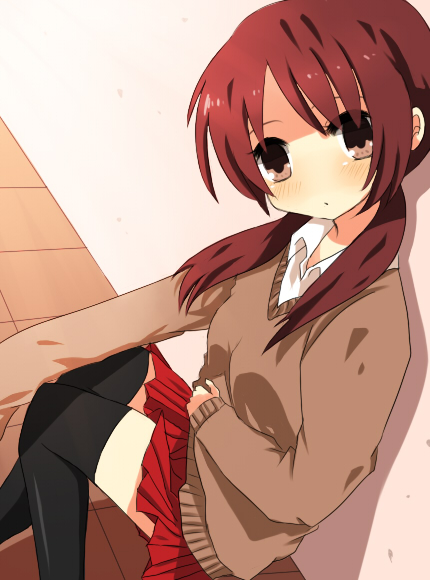 00s, 1girl, ayu_(mog), bad_id, bad_pixiv_id, blush, brown_hair, costume