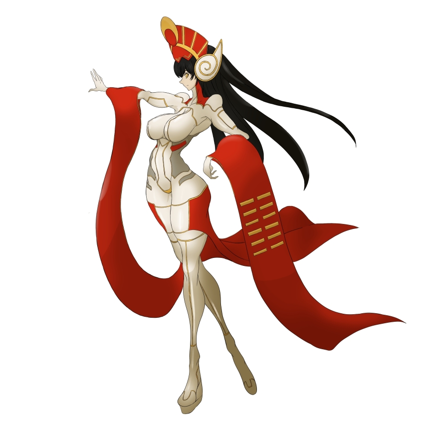 absurdres, bodysuit, boots, breasts, highres, isonokami_tao, isonokami_tao_(panagia), long_hair, platform_footwear, shin_megami_tensei, shin_megami_tensei_v, thigh_boots, thighhighs