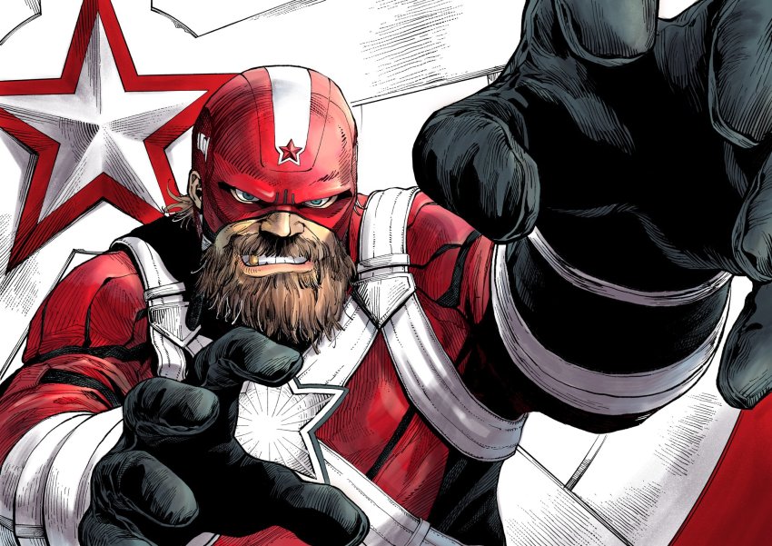 1boy, animification, black_gloves, black_widow_(movie), blue_eyes, bodysuit, brown_hair, clenched_teeth