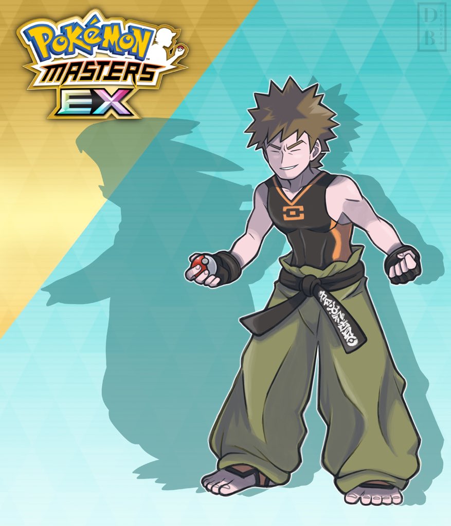 1boy, baggy_pants, bare_arms, black_bodysuit, black_gloves, bodysuit, brock_(pokemon), brock_(sygna_suit)_(pokemon)