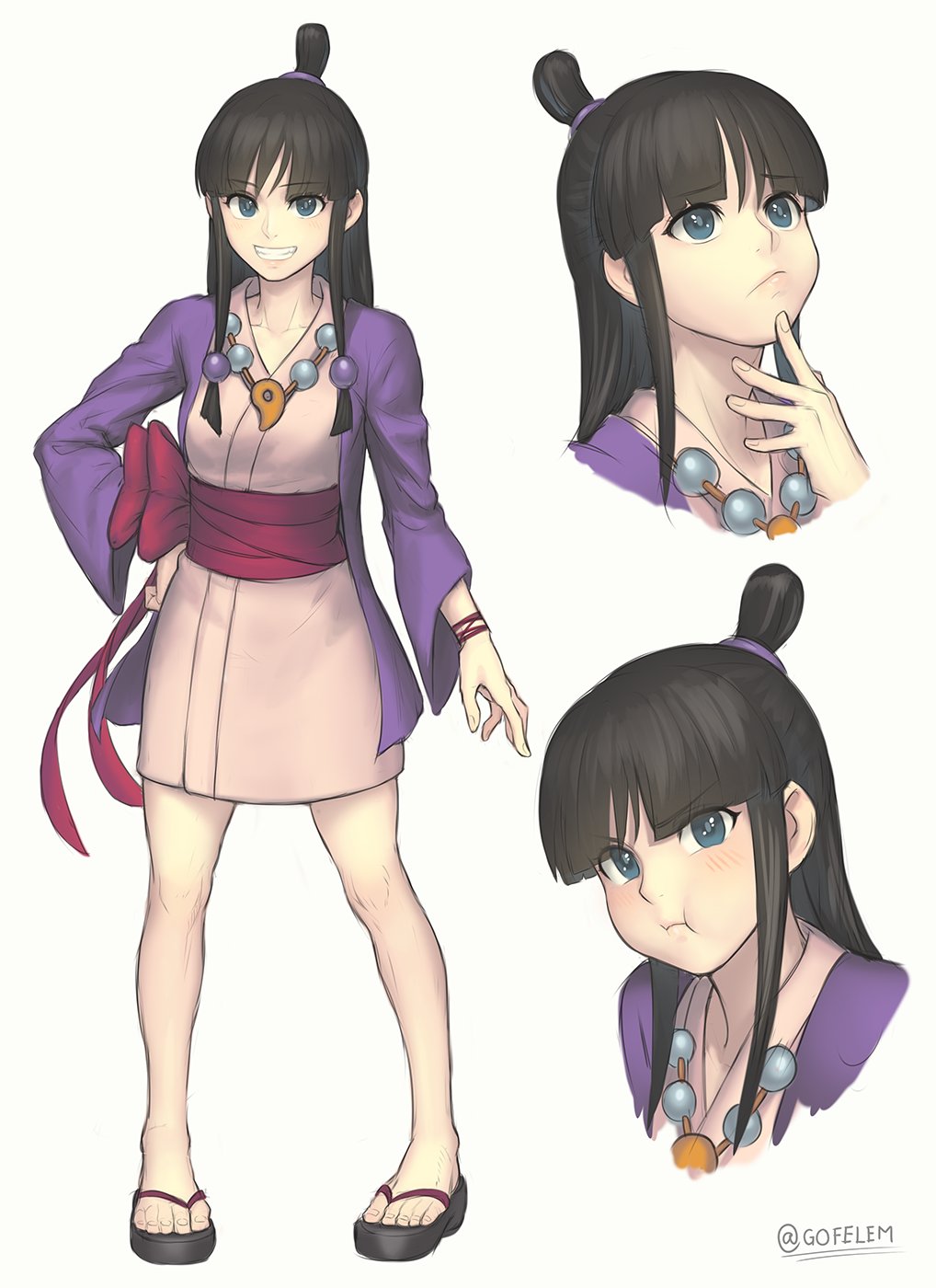 1girl, ace_attorney, black_hair, blue_eyes, blunt_bangs, breasts, commentary, english_commentary