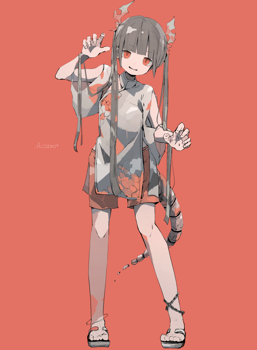 1girl, absurdres, aiamu_iamu, black_hair, brown_hair, dragon_girl, dragon_horns, dragon_tail