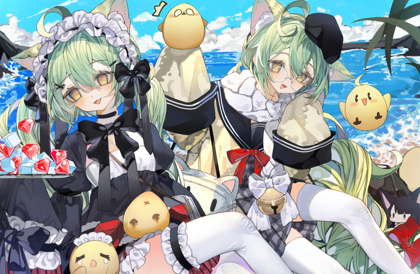 2girls, absurdly_long_hair, absurdres, ahoge, akashi_(azur_lane), akashi_(the_black_cat_cometh!)_(azur_lane), akashi_(welcome_to_azurcon!)_(azur_lane), animal_bag