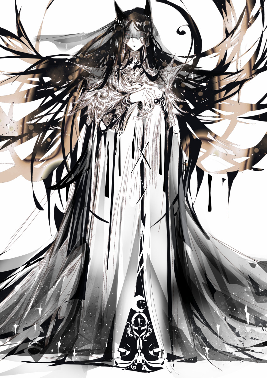 1girl, absurdres, animal_ears, black_hair, black_veil, bracer, chinese_commentary, commentary_request