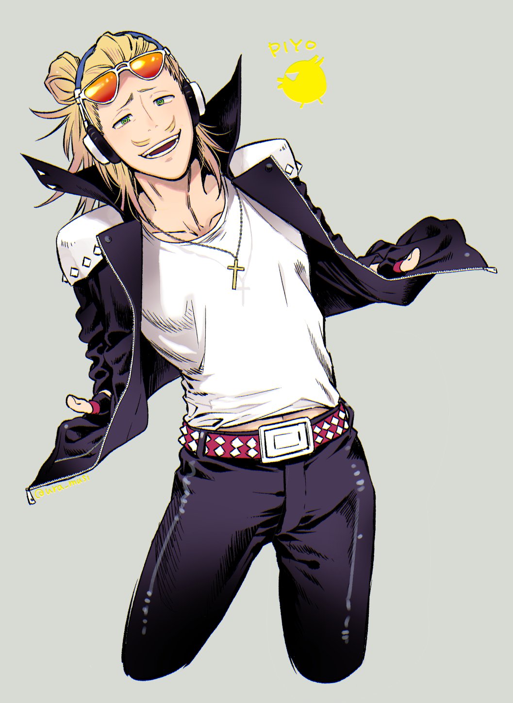 1boy, belt, belt_buckle, blonde_hair, boku_no_hero_academia, buckle, bulge, collarbone