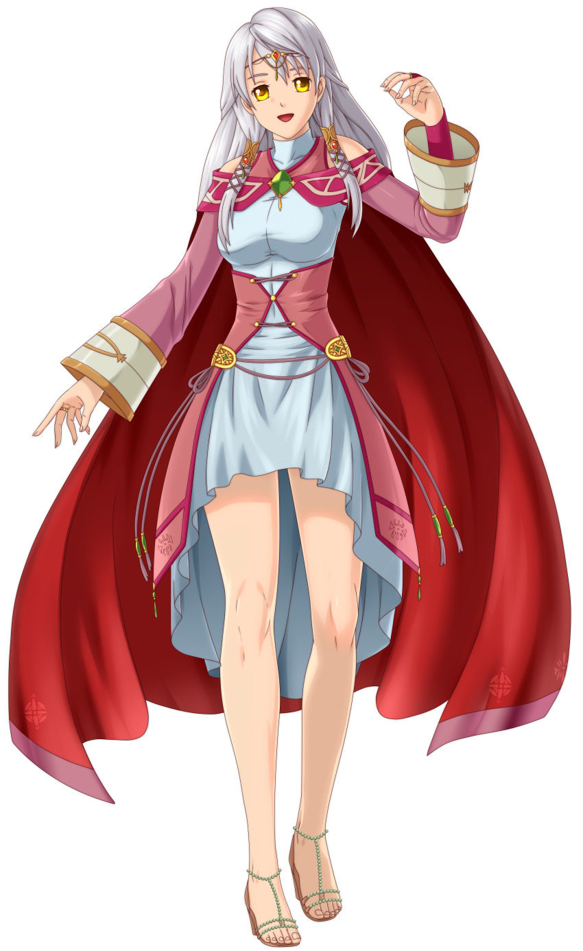 absurdres, beads, breasts, cape, commission, commissioner_upload, dress, feet