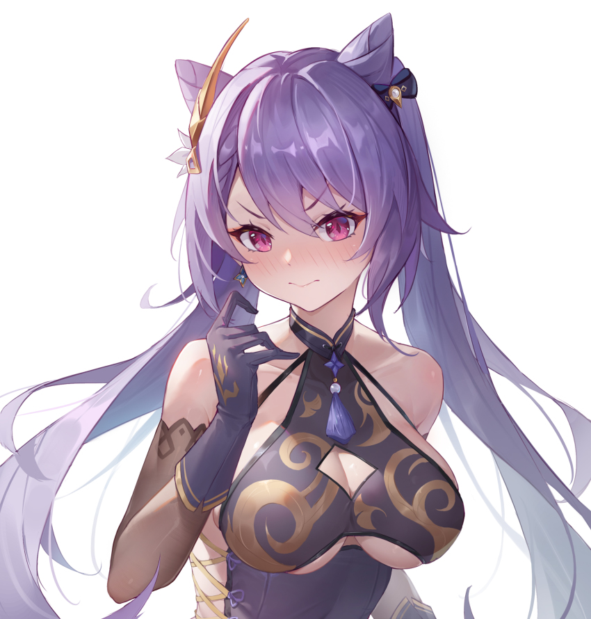 1girl, 3:, absurdres, alternate_costume, bare_shoulders, blush, breasts, cleavage_cutout