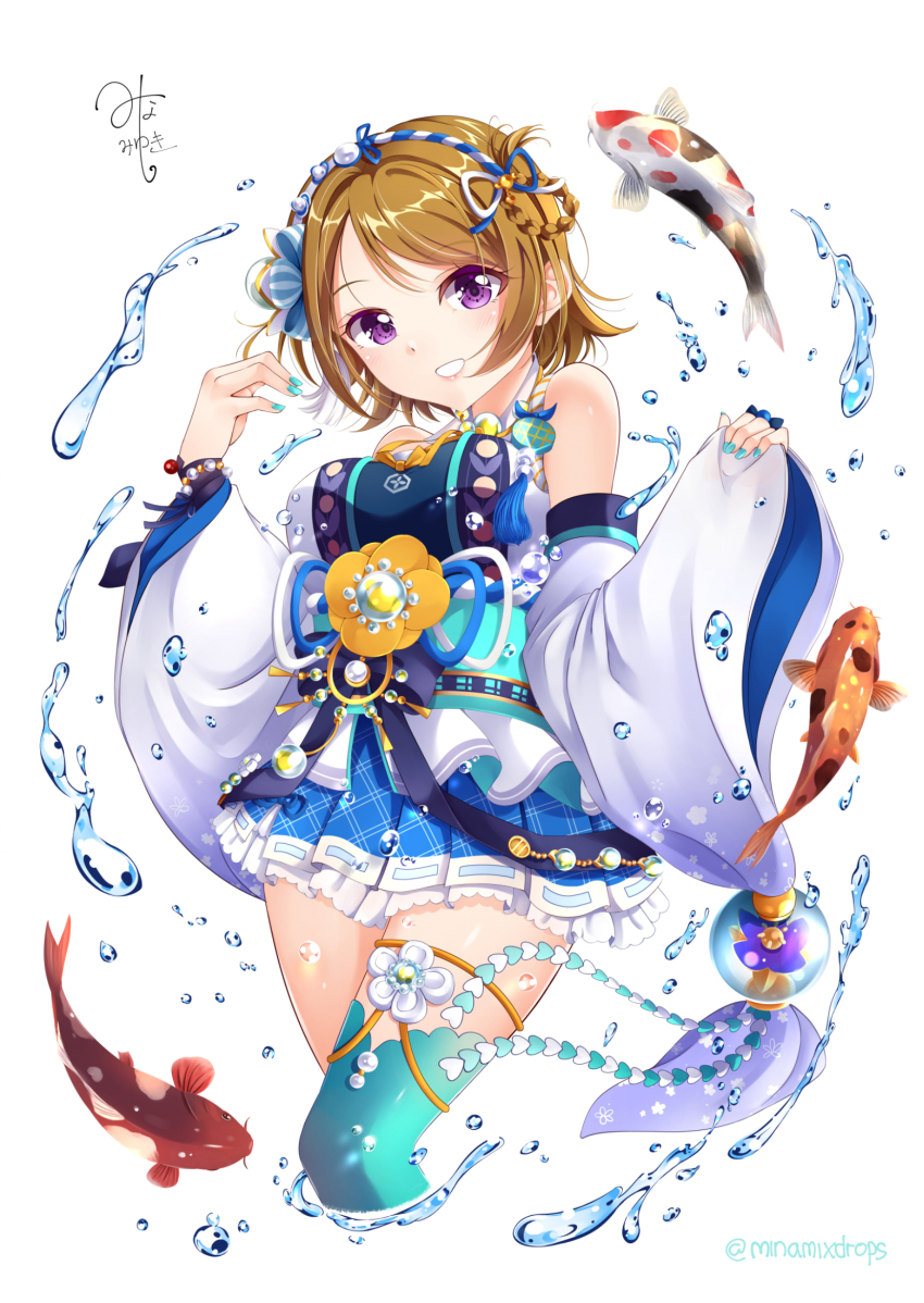 1girl, alternate_hairstyle, aqua_corset, aqua_legwear, aqua_nails, artist_name, artist_request, bare_legs