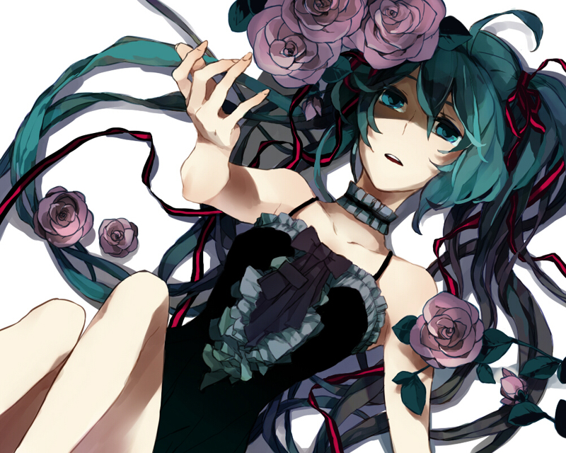 1girl, ahoge, aqua_eyes, aqua_hair, bad_id, bad_pixiv_id, dress, female_focus
