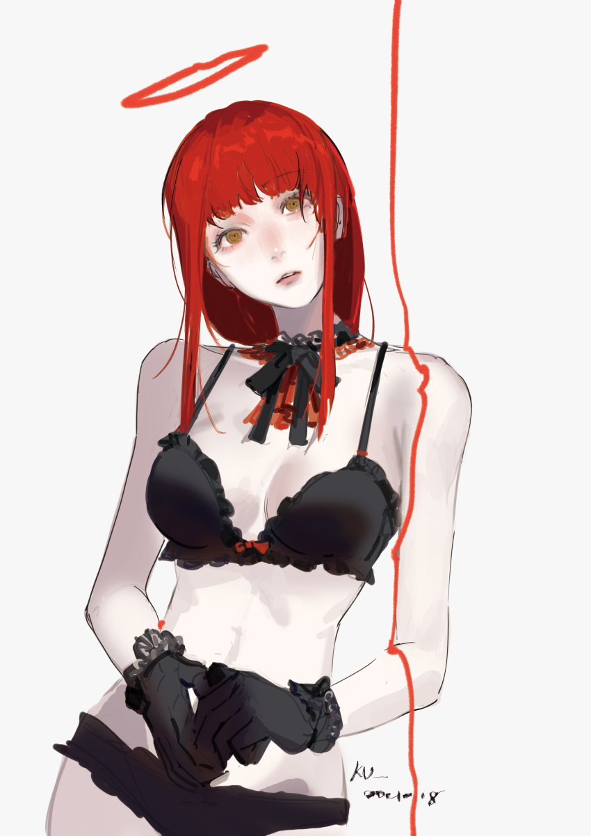 1girl, @_@, absurdres, bikini, black_bikini, black_bow, black_neckwear, blood