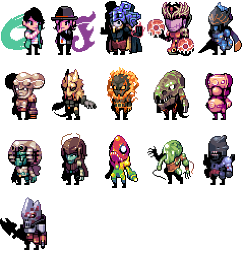 2boys, anomalocaris_dopant, armor, arms_dopant, aze, aze_3, bodysuit, clay_doll_dopant, cockroach_dopant, full_body, hidari_shoutarou, kamen_rider, kamen_rider_w, machinery, magma_dopant, money_dopant, monster, multiple_boys, nasca_dopant, nazca_dopant, philip, philip_(kamen_rider), pixel_art, simple_background, smilodon_dopant, standing, sweets_dopant, t-rex_dopant, taboo_dopant, terror_dopant, violence_dopant, virus_dopant, white_background