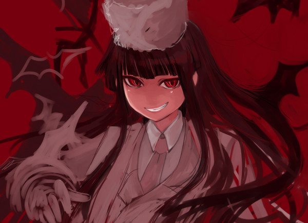 alice_(afternoon_gleam), alucard_(hellsing), bat_(animal), black_hair, formal_clothes, fur_hat, girlycard, hat, hellsing, pixiv_sample, red_eyes, resized, suit