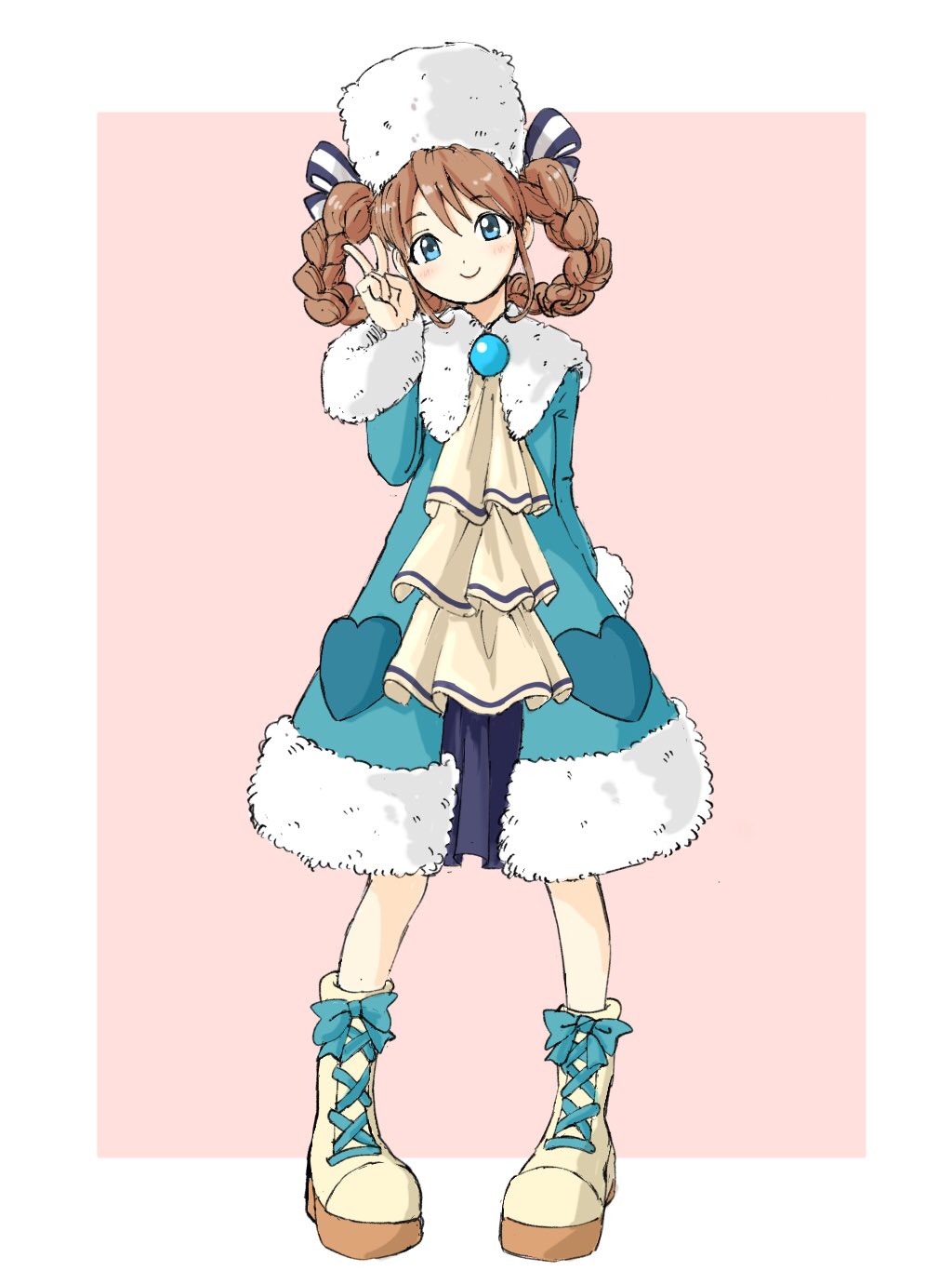 1girl, anastasia_(shadow_hearts), aruze, blue_eyes, braid, brown_hair, closed_mouth, dress