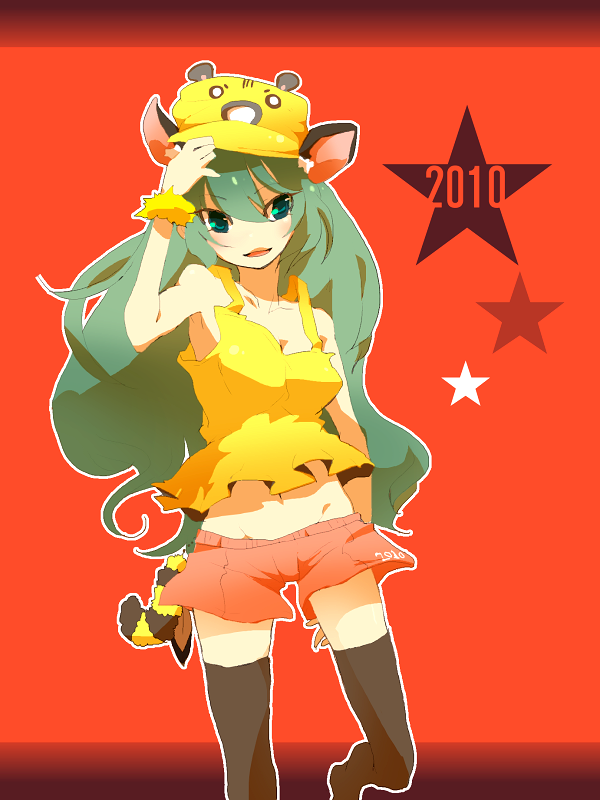 10s, 2010, animal_ears, bad_id, bad_pixiv_id, bracelet, green_eyes, green_hair