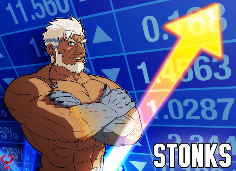 1boy, abs, aegir_(housamo), anchor_earrings, aqua_hair, arrow_(projectile), bara, beard