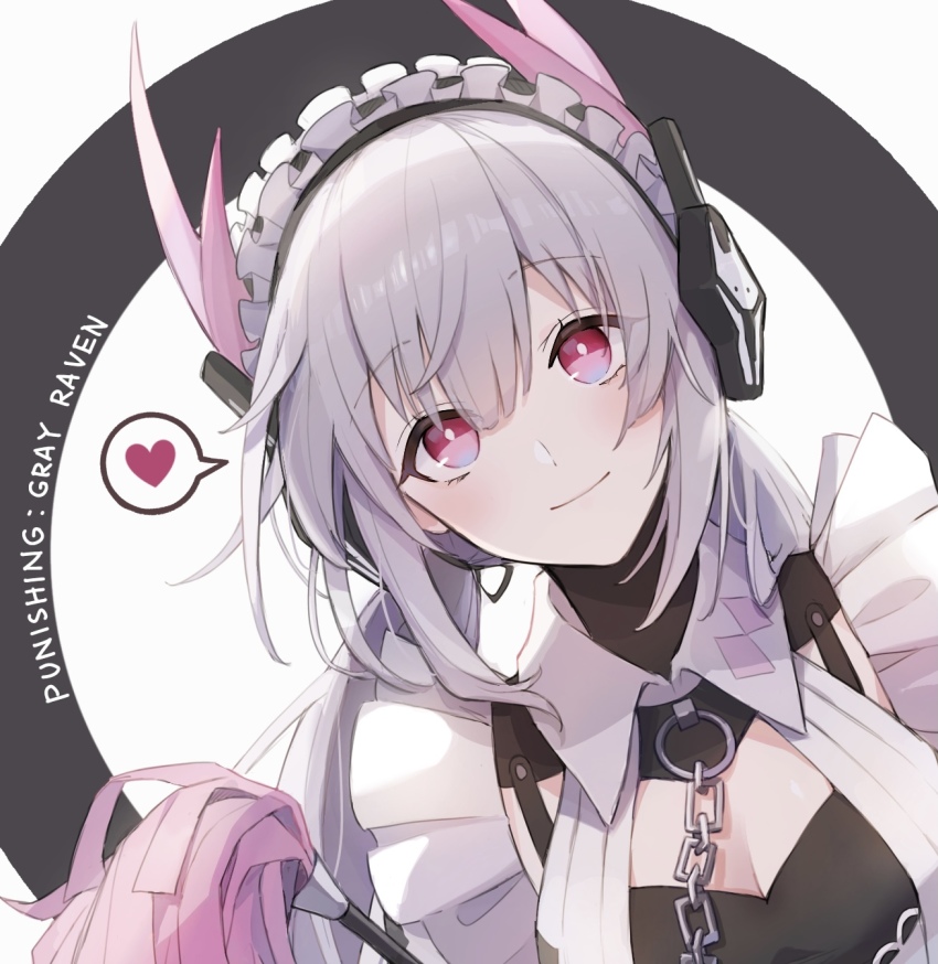 1girl, ?, apron, breasts, cleavage, closed_mouth, commentary_request, dutch_angle