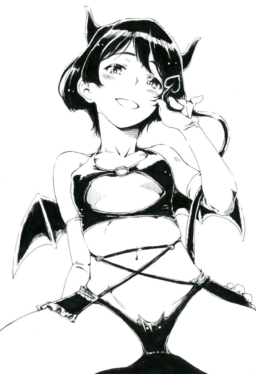 1girl, bad_id, bad_twitter_id, bare_shoulders, bikini, black_bikini, black_hair, blush